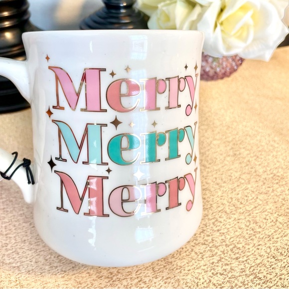 NWT Gold Metallic MERRY MERRY MERRY Ceramic Mug - Picture 6 of 8